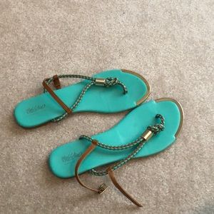 Teal and Brown size 8 sandals.
